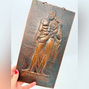 Vintage Hercules Copper Wall Plaque, Greek Mythology, home decor Greek Gods